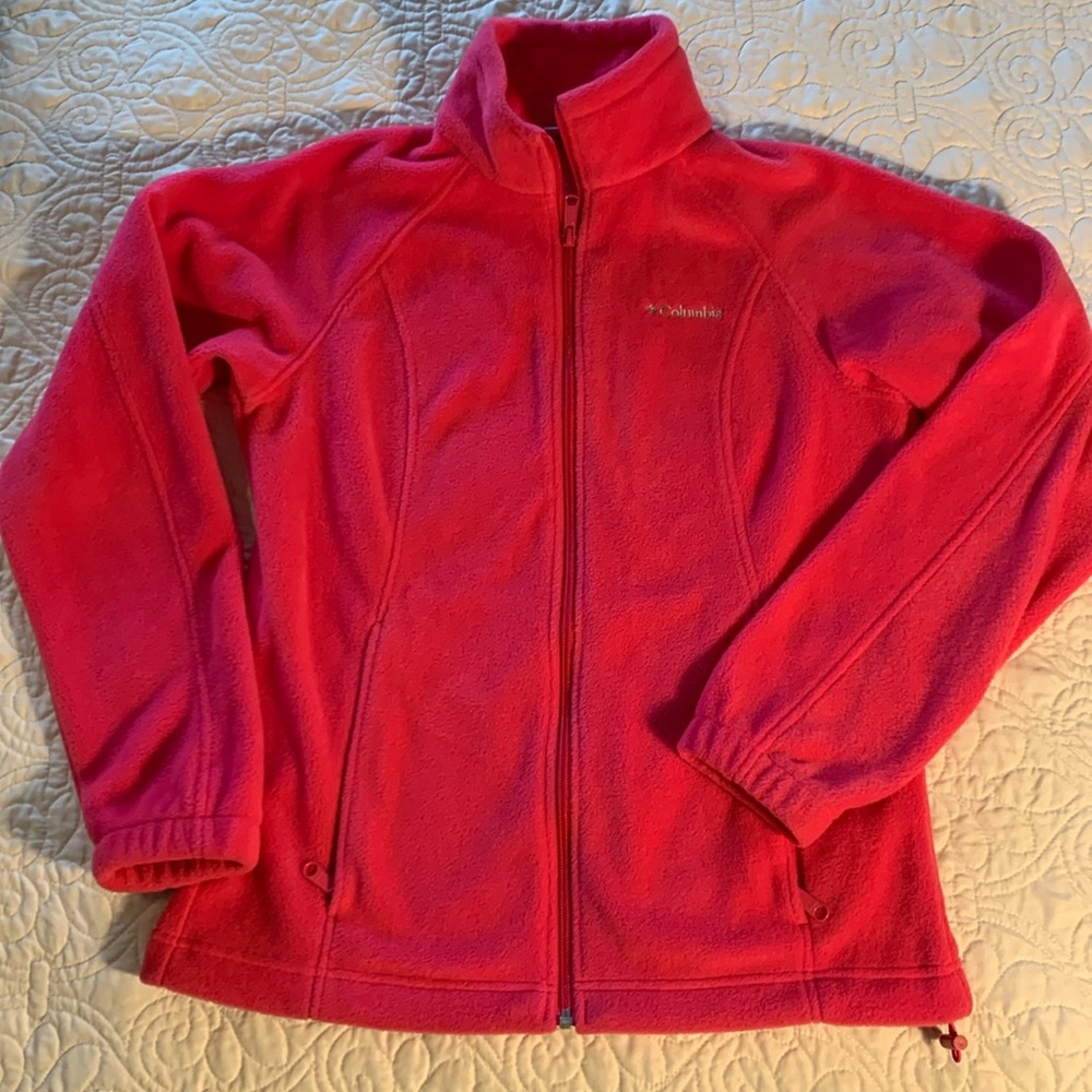 Woman's Columbia Three Lakes bright pink Fleece Jacket Size Small